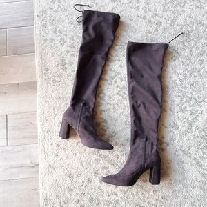 NEW FP Over the Knee Stretch Suede Heel Boots